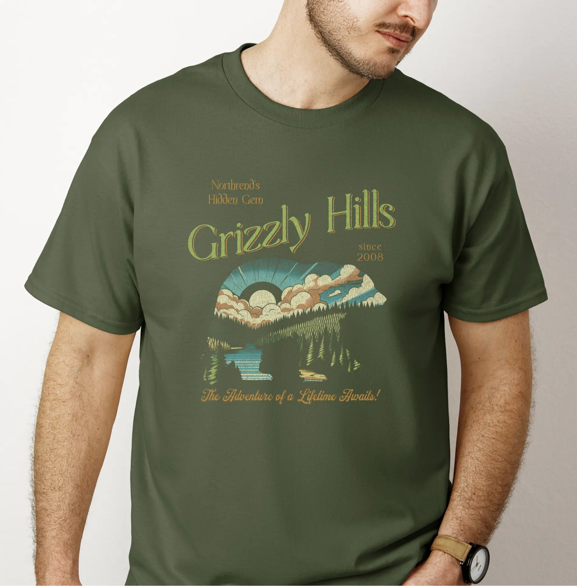 World of Warcraft Inspired Grizzly Hills Tee Gift for MMO Player Cotton Tee Gamer Unisex Cotton Shirt Video Game Gift Tshirt Shortsleeve Crewneck Fabric Menswear