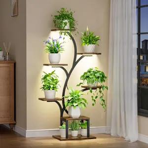 Plant Stand Indoor with Grow Lights, 7 Tiered Indoor Plant Shelf, 49" Corner Plant Stands for Indoor Plants, Metal Flower Display Shelves, Plant Rack for Home