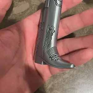 Silver Metal Cowboy Boot Lighter Case - Accessory for Mini Bic J5, Stylish Lighter Cover, Ideal for Home or Everyday Carry, Lighter Covers