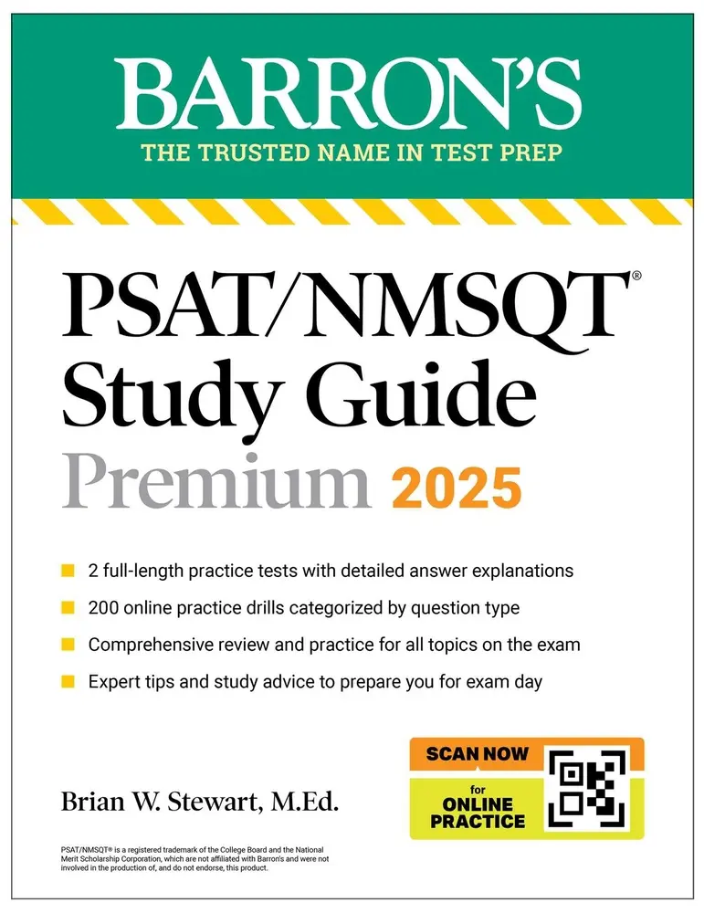 USED Book - Psat/NMSQT Premium Study Guide: 2025: 2 Practice Tests + Comprehensive Review + 200 Online Drills by Barron's Educational Series (Paperback) - english