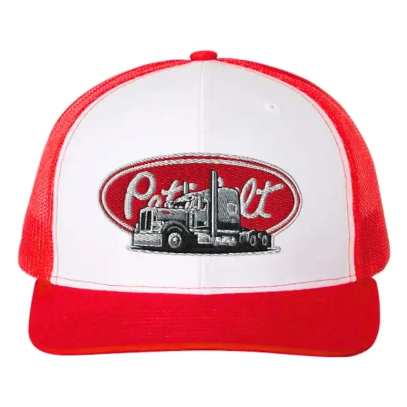 Vintage Semi Truck Adjustable Flat Brim Cap Embroidered Patch Mesh Back Trucker Style Unisex Casual Driver Headwear