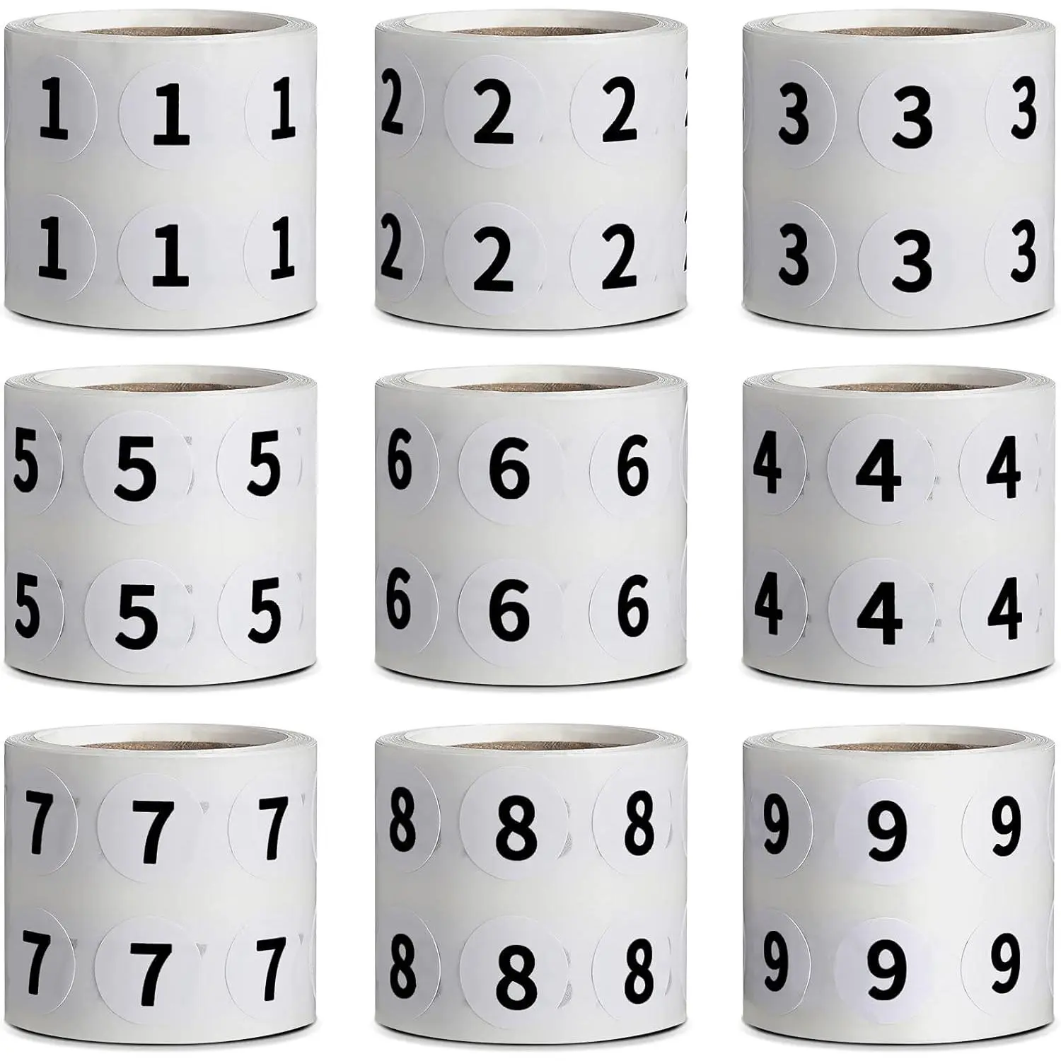 4500 count 9 Rolls Circle Number Sticker 1-9 Warehouse Organization Inventory Stickers 1/2 Inch Self-Adhesive Number Labels(White)