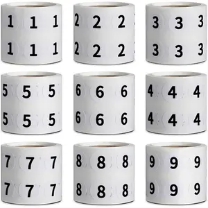 4500 count 9 Rolls Circle Number Sticker 1-9 Warehouse Organization Inventory Stickers 1/2 Inch Self-Adhesive Number Labels(White)