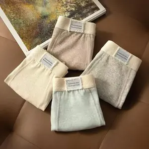 Men's underwear, high-end colored cotton yarn, men's jacquard simple flat angle cotton breathable four corner mid waist four corner shorts