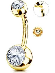 Belly Button Ring Surgical Steel Titanium Sterling Silver 14K Gold Plated Belly Button Rings Cubic Zirconia Internally Threaded Belly Rings 14G Belly Piercing Jewelry Body Piercing Jewelry Hypoallergenic Navel Piercing Jewelry for Women