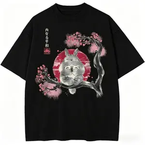 valentine shirts My Neighbor Totoro Studio Ghibli Anime Streetwear Vintage Graphic Tee Size S- 3XL, Menswear Top, Womenswear Top Underwear Streetwear Tshirt Round Neck