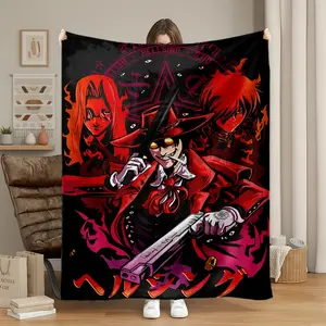 Hellsing Dark Flannel Blanket, Soft Warm Throw for Sofa, Office Bed, Camping, Travel, All Seasons Multi-Purpose Gift, Christmas Present, Printed Blanket