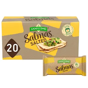Sanissimo Salmas Salted, 20 packs of 3 Crackers, Oven Baked Corn Crackers, Gluten Free, Non GMO, Kosher Certified