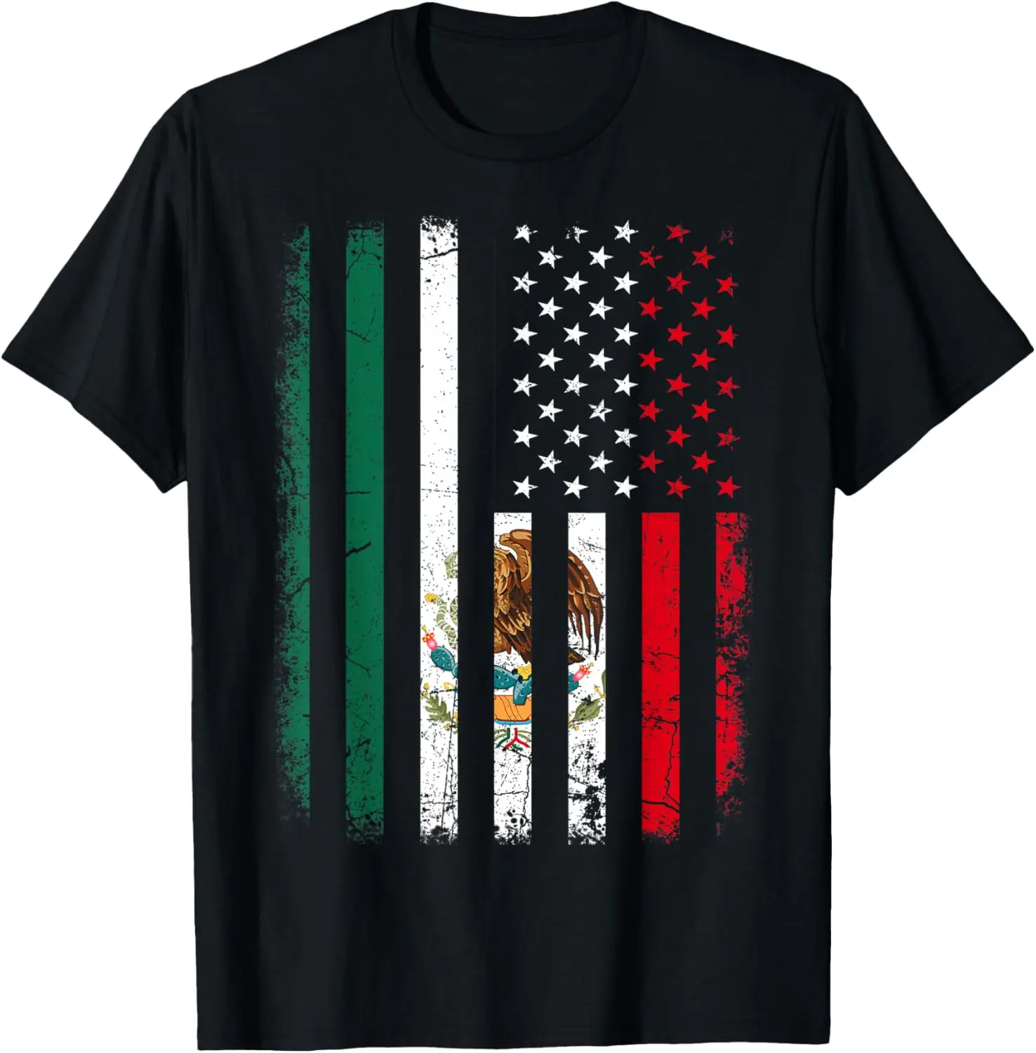 Men's Natural Cotton Soft Lightweight Regular Fit Graphic T-Shirt - Tops for Sensitive Skin, Casual Menswear Fashion Apparel Celebrating Mexican Roots & American Flag Heritage, Moisture Absorb, Machine Washable, Round, Short