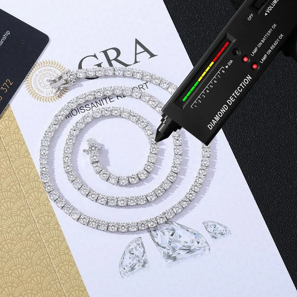 Loveden Iced‑Out GRA Lab‑Created Moissanite Tennis Chain, 2‑5MM Width 3‑Tone Gold/Rose‑Gold/White‑Gold, Unisex Adjustable Bracelet Necklace 2‑in‑1, Sparkly Cubic Zirconia Stackable Street Jewelry, gifts for women ,T001