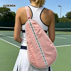 NEW Pink Waterproof Padel Racket Bag, Lightweight Portable Gym Accessory Bag with Adjustable Strap & External Zip Pocket for Phone & Small Items