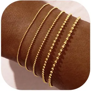 Gold Bracelets for Women,Dainty Bracelets Set for Women Trendy, Gold Bracelets Stack With Beaded, Cuban, Paperclip, Heart, Snake, Rope, Pearl, Cross, Hand Chain, Silver Jewelry Gifts for Women
