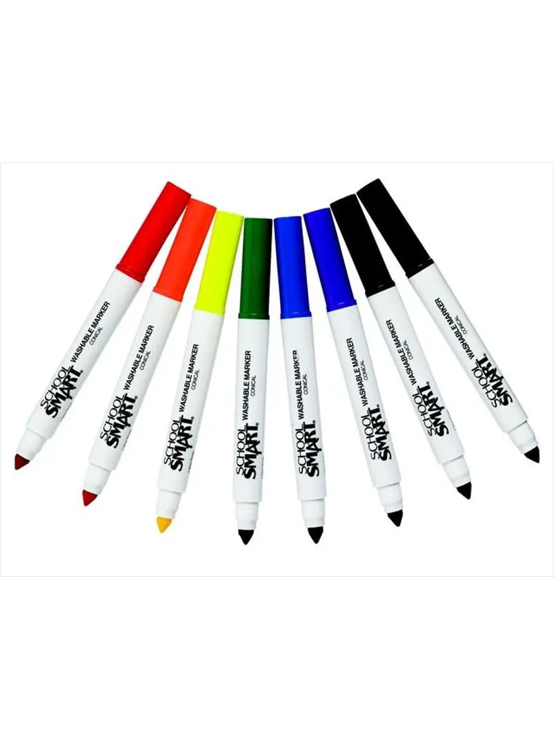 School Smart 086414 Non-Toxic Watercolor Art Markers & Highlighters - Conical, Durable Tips - Bright Assorted Colors Color Set Markers & Highlighters - 200-Pack for Regular Use