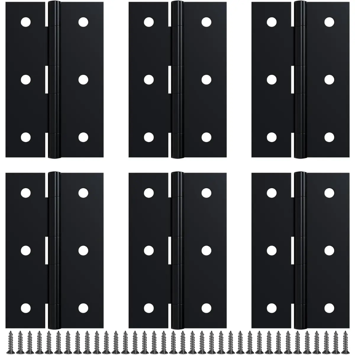 2.5 in Black Door Hinges, Small Hinge Hardware for Doors, Cabinets and DIY Projects (Screws Included)