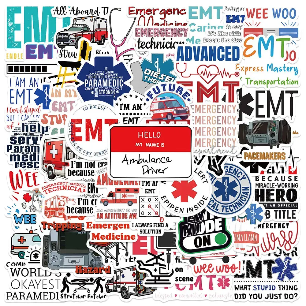 50pcs First Responder Stickers EMT EMS Emergency Service Vinyl Sticker Collection
