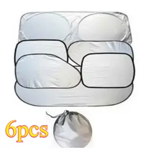6pcs Foldable Car Sunshade Curtains, Custom Pop-Up Windshield Shade, Adjustable UV Protection, Easy Installation, Durable Material