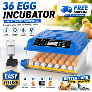 Egg Incubator for Hatching Eggs, 16/36 Eggs Automatic Egg Turner, Digital Temperature & Humidity Control, Smart Poultry Incubator with Clear Viewing Window