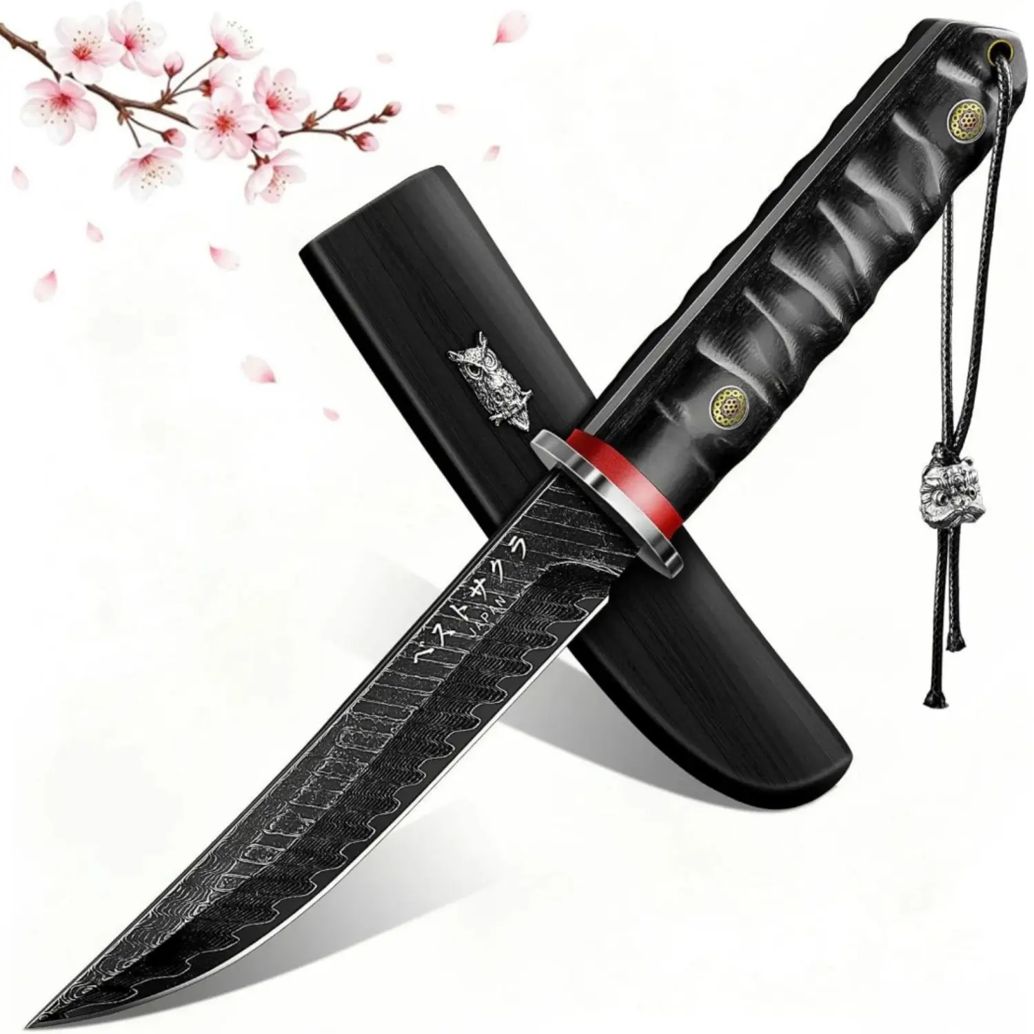 Purple Dragon Japanese style paring knife - Multifunctional fruit and vegetable knife - Sharp kitchen prep knife - Kitchen knife with protective sheath - Home cooking utility knife