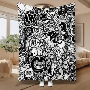 DIY Colorable Cartoon Blanket Scarf, suitable for both children and adults, creative home decoration item, comfortable and exquisite gift. Air conditioning blanket, suitable for anniversary, festival, birthday parties, and kitchen items.