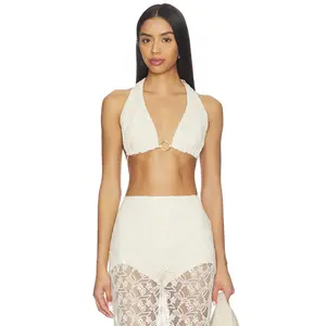 Bardot Venetia Halter Bralette in Light Beige