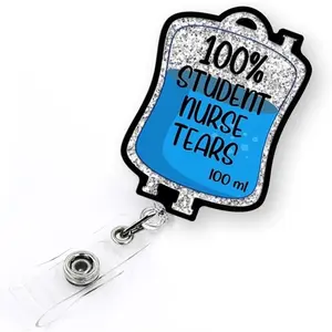 Student Nurse Tears Funny Glitter Badge Reel Retractable for Nurse  School Student | Funny Graduation Gifts ID Name Tag Badge Holder with  Clip & 24" Durable Nylon Cord |