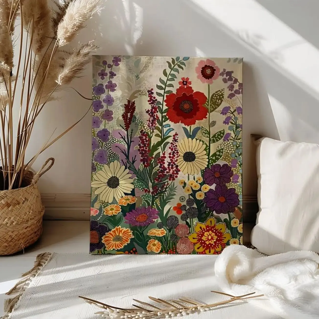 Colorful Wildflower Paint by Number Abstract Flower Acrylic Paint by Numbers Boho Floral Botanical Wall Art Canvas Color Paint Number Kit