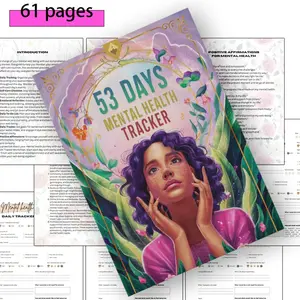 Mental Health Tracker Journal Notebook – 53 Days Daily Mood Tracker, Guided Self Care Journal, Anxiety & Stress Relief Log Book, Reflection Diary Planner for Women & Adults