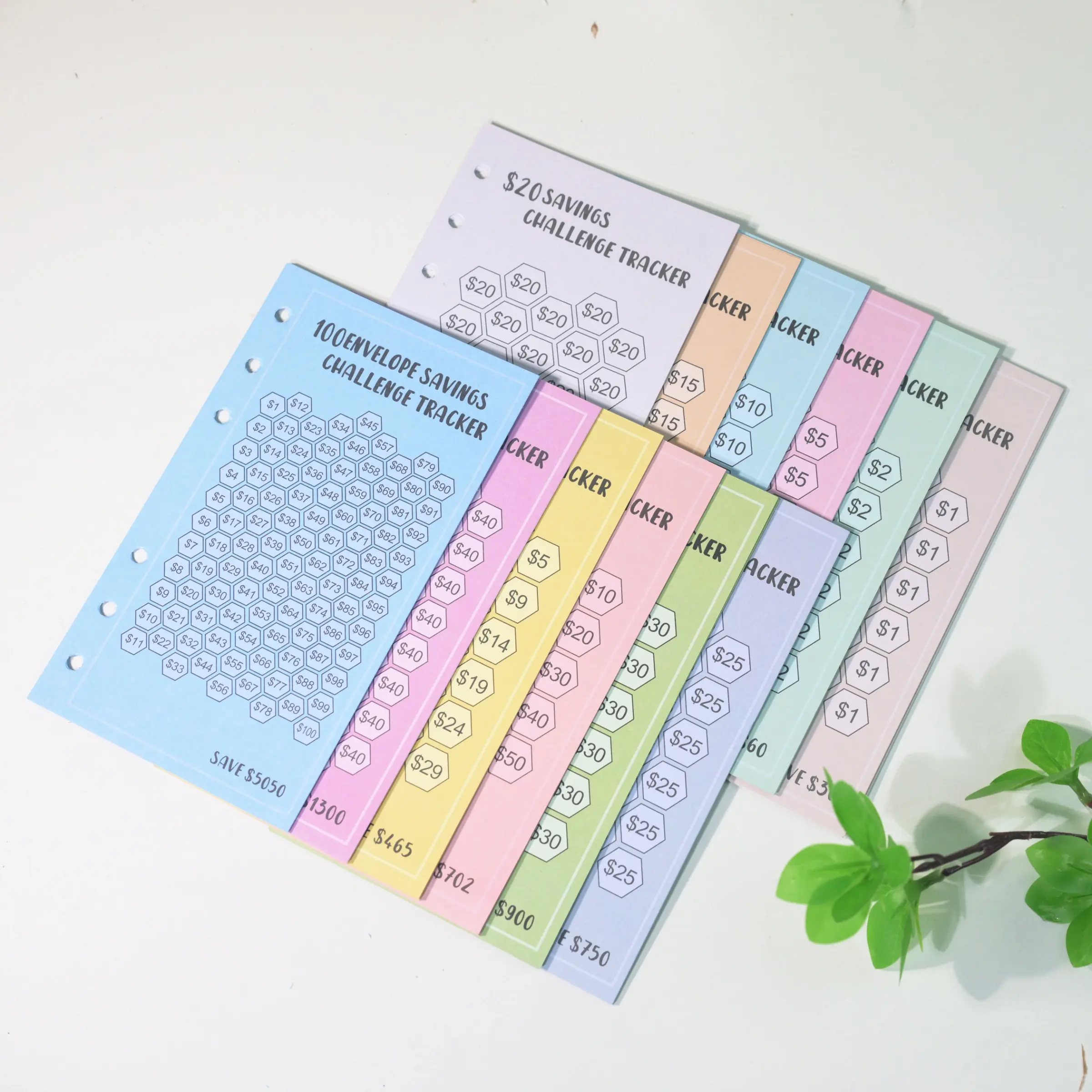 48 A6 Savings Challenge Cards, 100 Day Budget Challenge Money Saving Card Set, Financial Organizer, Receipt Tracker for Home Office Business