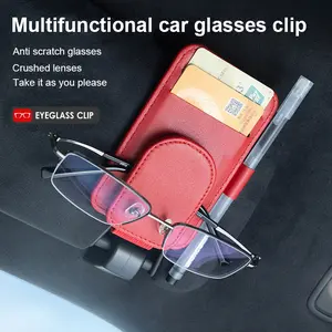 Car Multi-Functional Glasses Clip Ticket Clip Practical High-End Round Eyeglass Clip Multi-Functional Accessories Fashionable