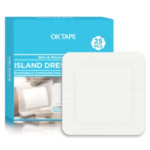 OK TAPE Bordered Gauze Island Dressing, 25 Count Wrapped Gauze Pads, Non-Woven Sterile Wound Dressing with Highly Absorbent Pad, Soft and Breathable Bandages for Wounds, First Aid