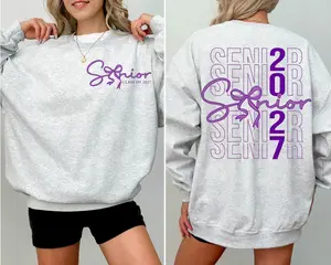 Senior 2027 Sweatshirt, Class of 2027 Crewneck Sweatshirt, Purple Coquette Bow Senior Sweatshirt, High School Senior 2027 Graduation Sweatshirt, Trendy Senior Class Pullover Gift for Girls