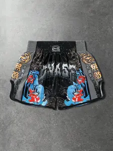 Chase Unisex Muay Thai Shorts with Koi Fish Print | High Waisted Satin Boxing Shorts for Kickboxing, MMA Training & Y2K Streetwear Gym Outfit