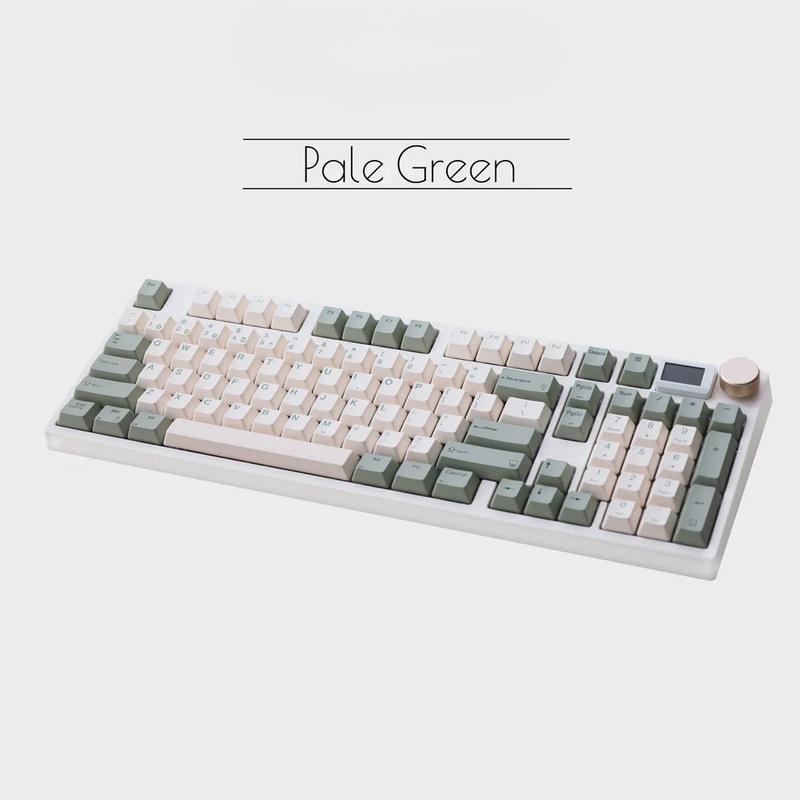 Keydous NJ98 Wireless Custom Mechanical Keyboard Pink and White Design with RGB Backlit & Customizable Keys for Windows Mac Android iOS Linux Compatibility