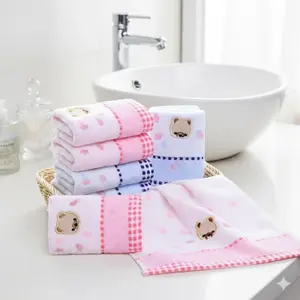 Super Soft Cartoon Baby Towel Set for Newborns, Quick-Dry Face Cloths 25x50cm, Portable Infant Bath Essentials & Travel Towels, Gentle Skin Care Kit, Perfect Baby Shower Gift