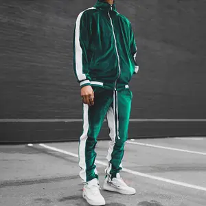 Brnmxoke Velour Tracksuit Mens,2023 Men'S Velour Tracksuit 2 Pieces Winter Warm Full Zip up Jacket Sweatpants Fitness Sportswear Sweatsuit Jogger Sets