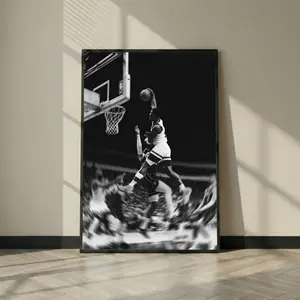 Anthony Dunk Poster, Timberwolves Black and White Wall Art, Iconic Poster Dunk Print for Man Cave Gym Decor