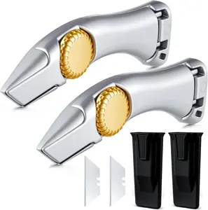 2 Pcs Carpet Knife Heavy Duty Vinyl Drywall Knife Roofing with Replacement Fixed Utility Blades Silver Fixed Blade Roofer's Roofing Tools Cutter with Holster Belt Clip