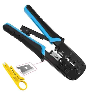 Professional Rj45 Network Cable Crimper Tool, Hex Handle 6p 8p Phone Line Connector, Portable Ratchet Clamp for Wire Connection