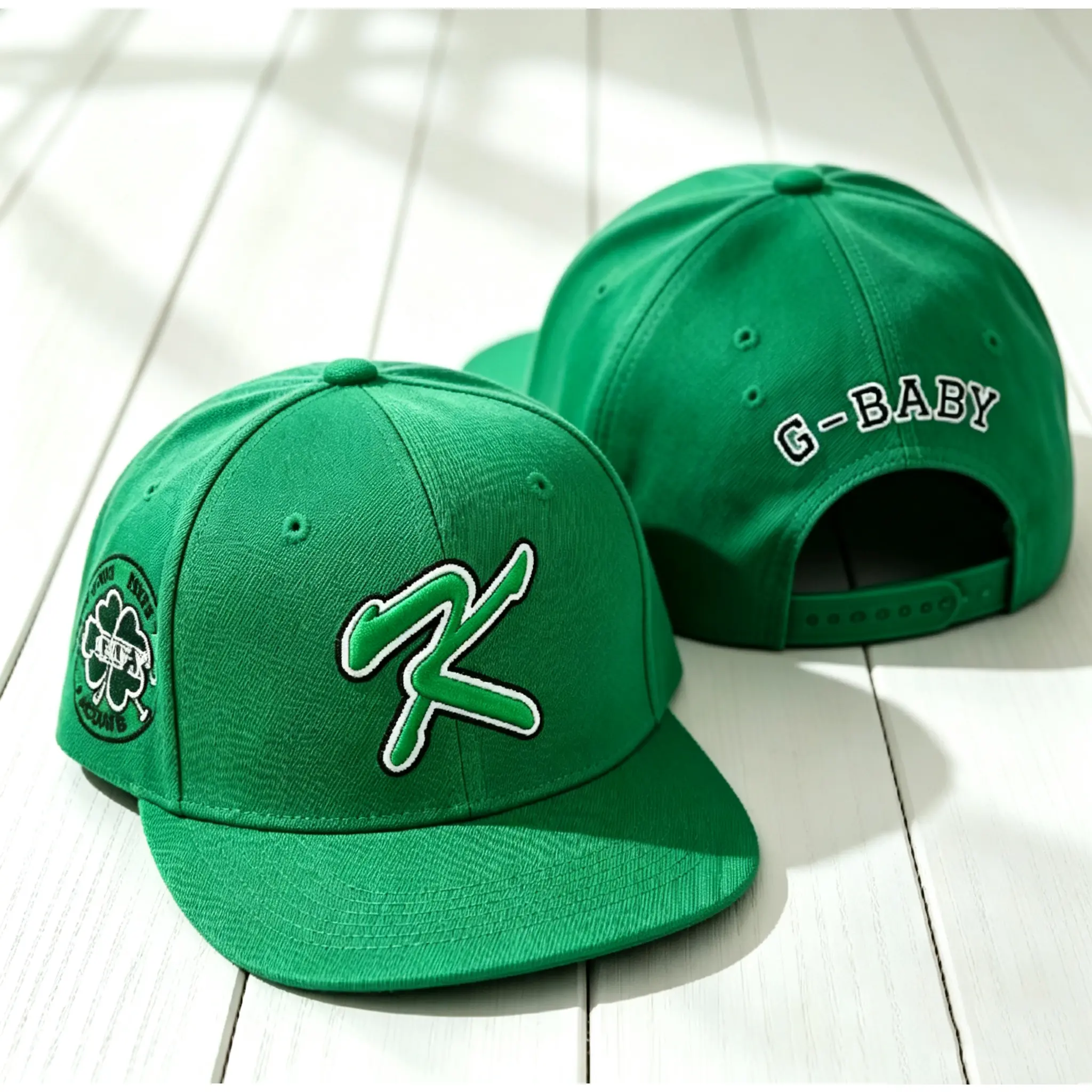 Men's Embroidered Letter "K" 90s Movie Hip Hop Adjustable Snap-back Cap, Green Outdoor Sport Fashion Accessory for Men Women