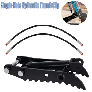 Single-Hole Hydraulic Thumb Clip for Mini Excavator, Mn-Steel Mini Excavator Attachments with 2 Hydraulic Hoses & Bolts, Easy Folding Mini Excavator Hydraulic Thumb, Fits Under 3 Tons