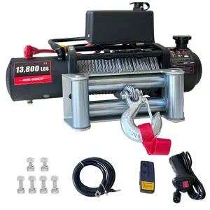 13800 LBS 12V Heavy-Duty Electric Winch, 6.5HP Powerful Motor, IP67 Fully Waterproof, 78ft Steel Wire Rope with Wireless Remote Control, Off-Road Recovery Winch for Trucks, ATVs, UTVs, Ideal for Towing, HVAC, Construction and Pipework Applications