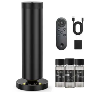 Deluxe Waterless Diffuser Kit – 3×20ml Essential Oils, Covers 1000 Sq Ft, Adjustable Timer, Night Light, 12H Continuous, 45dB Quiet, Auto Shut-Off. For Home & Hotel Fragrance