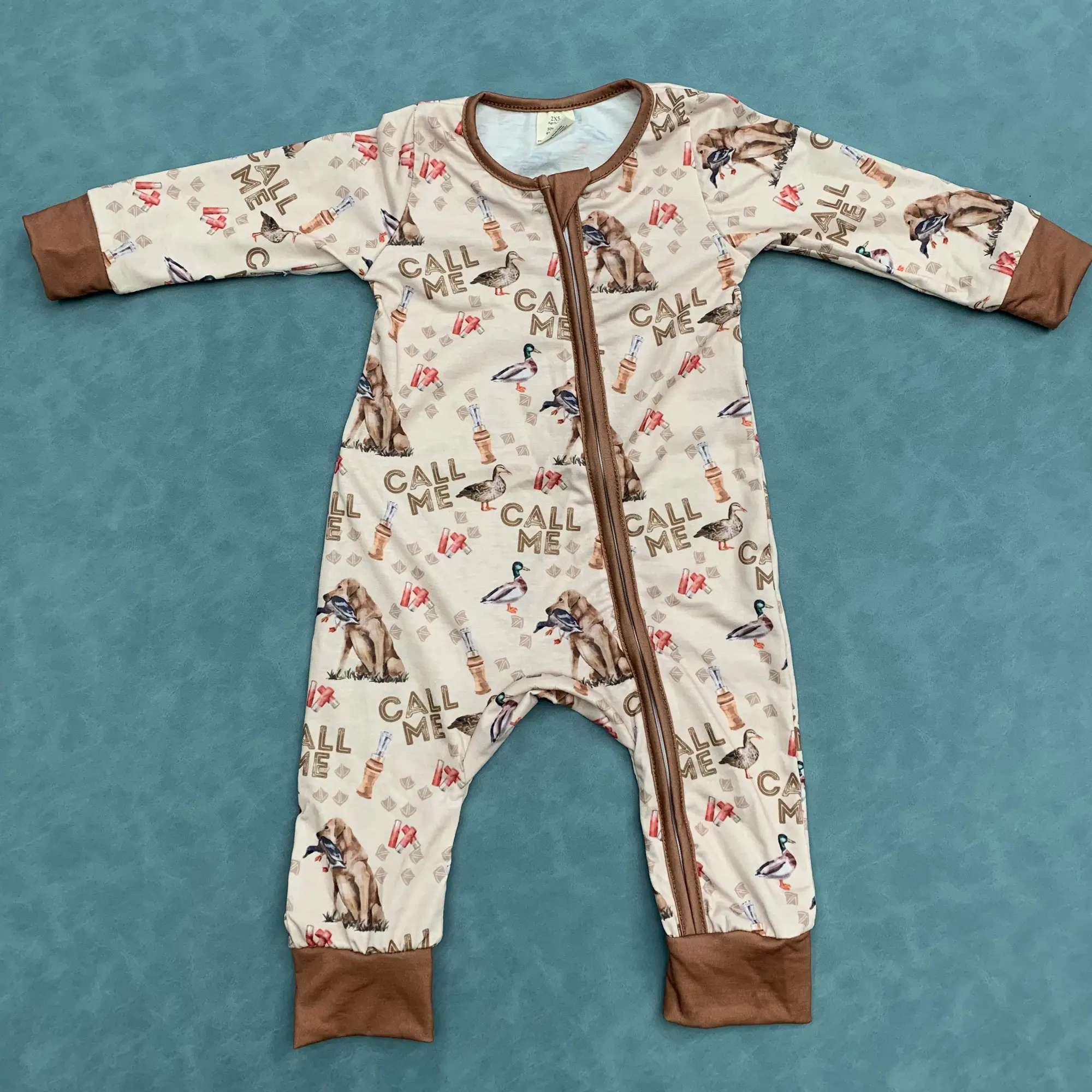 Duck call hunting season baby boy romper