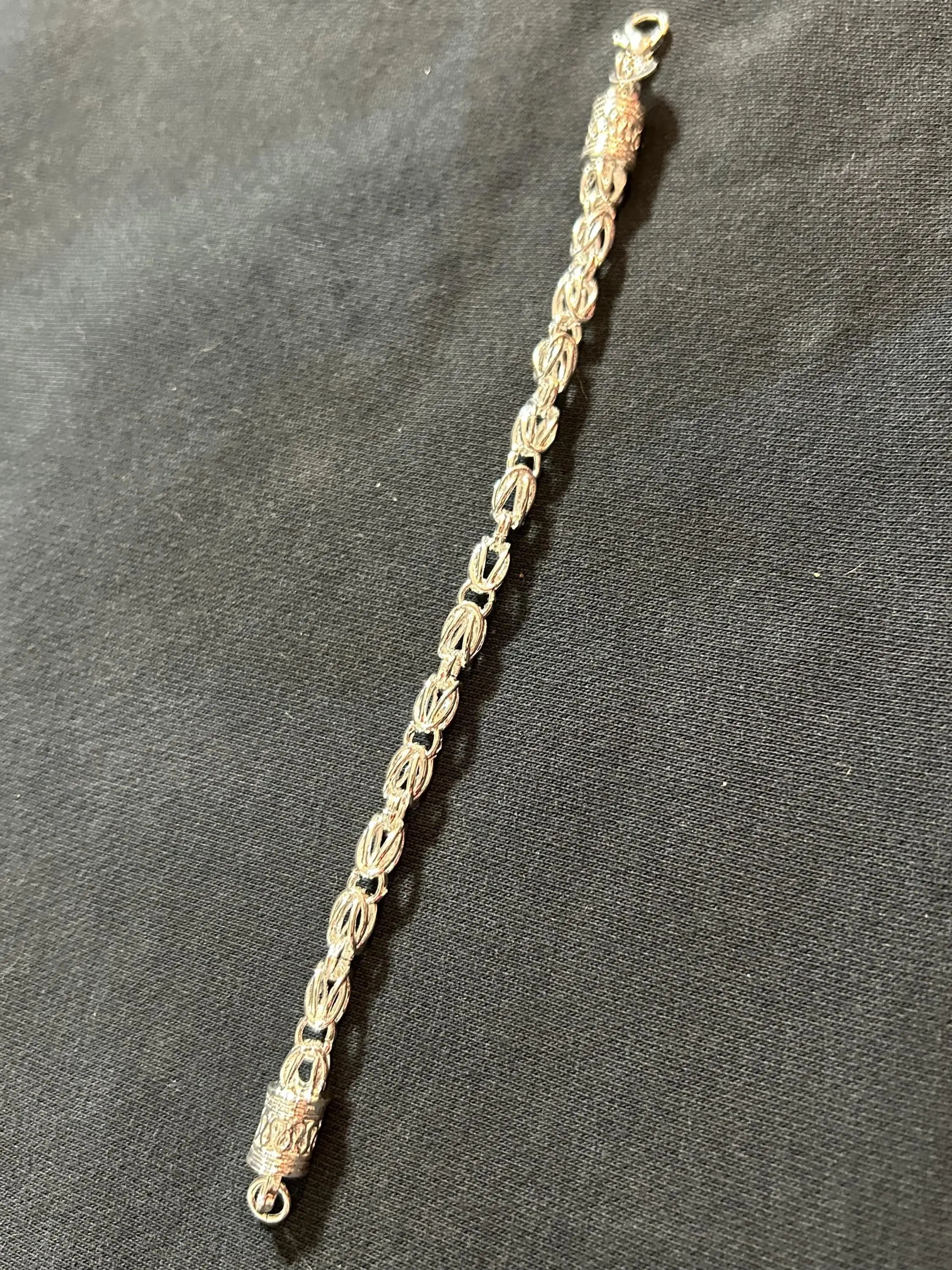Vintage 925 Sterling Silver Byzantine Bali Link Chain Bracelet 8"