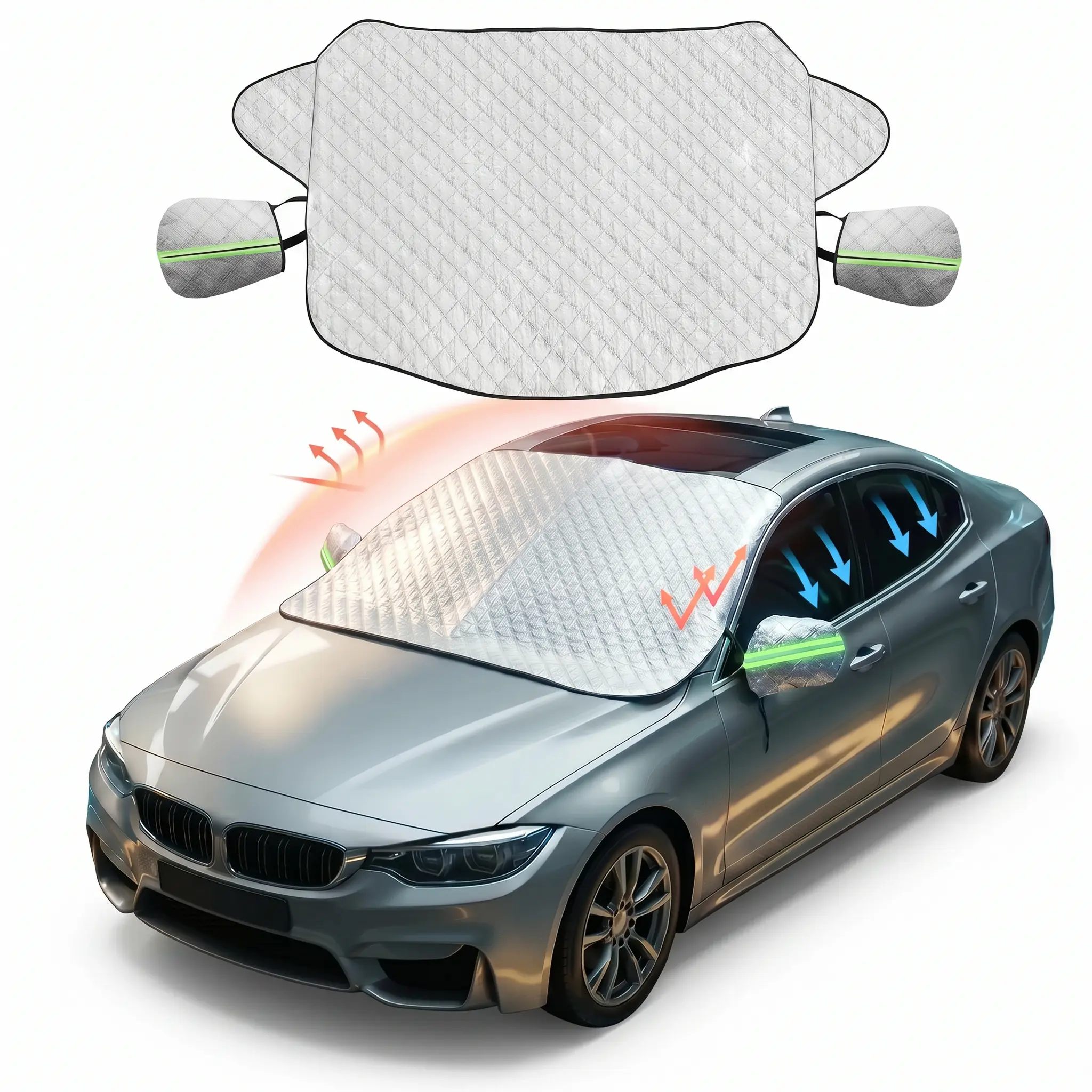 Foldable Car Sun Shade for Windshield – UV Protection Heat Blocking Reflective Auto Sun Visor, Front Window Cover Keeps Car Cool, Protects Interior Dashboard Steering Wheel, Universal Car Accessories for SUV Truck