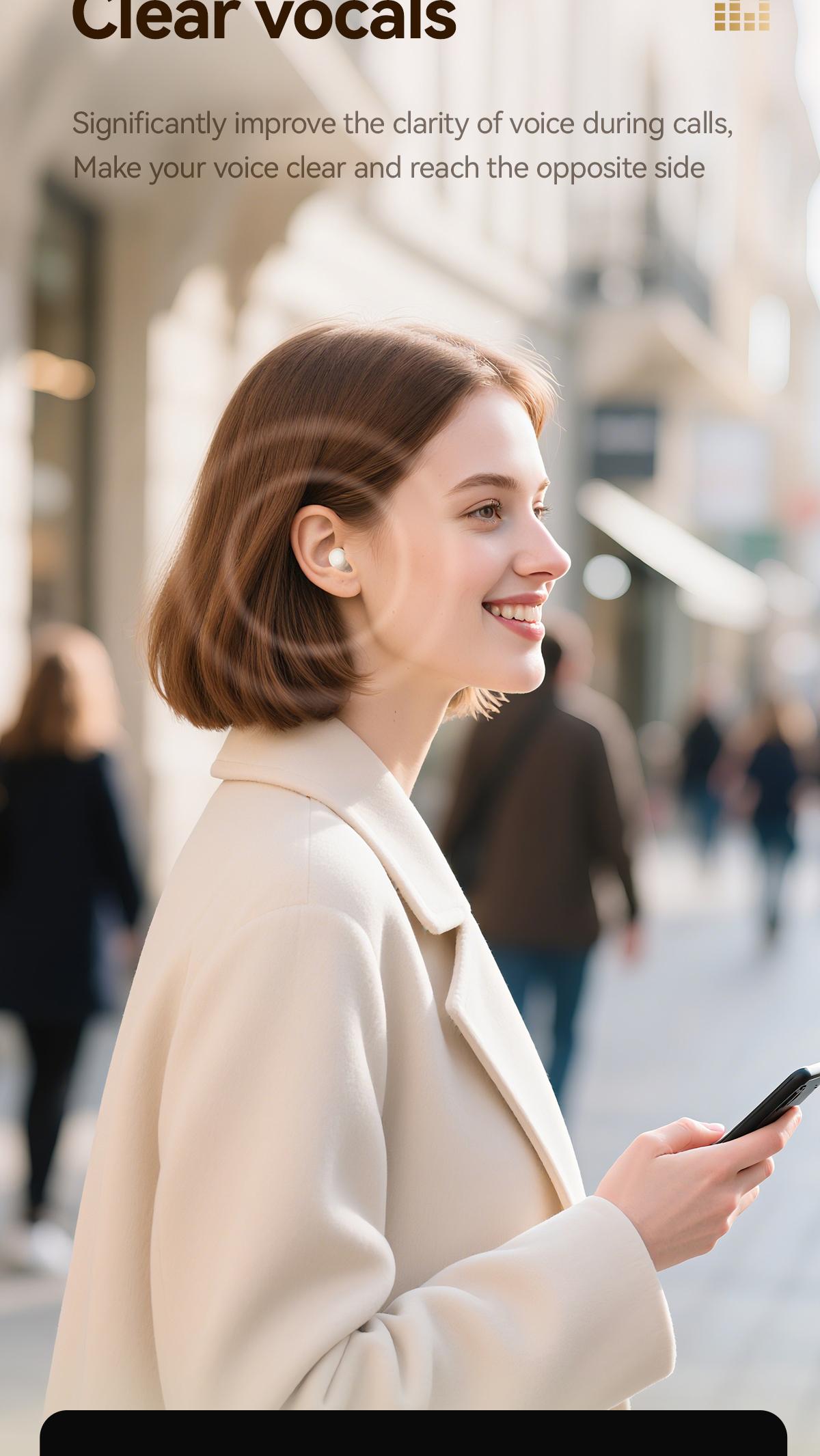 Chengruida M126 HiFi Quality 2 Pairs Wireless Earbuds, Ultra Thin Mini No Ear Pressure Side Sleep, Noise Reduction Call Long Battery Life