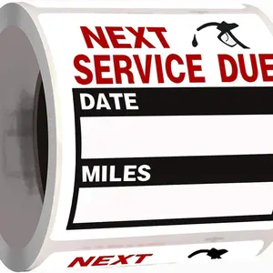 Oil Change Car Maintenance Service Due Reminder Stickers, Roll of 100 Sheets, Easy Tear No Residue, Easy to Write, 2x2 Inch