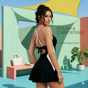 Hide Belly & Look Slim! Color Block One Piece Swimsuit, Soft Stretch Quick Dry Summer Swimwear for All Body Types