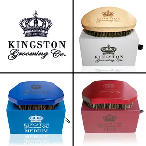 Kingston Grooming Co. Premium Boar Hair Brush Bundle- Original, Medium & Firm! Wave Brushes for Men- Boar Hair Brush for Men, Perfect Edge Brush, Heatless Haircare and Hair Waver, 360 Wave Brush - Travel Case Storage!