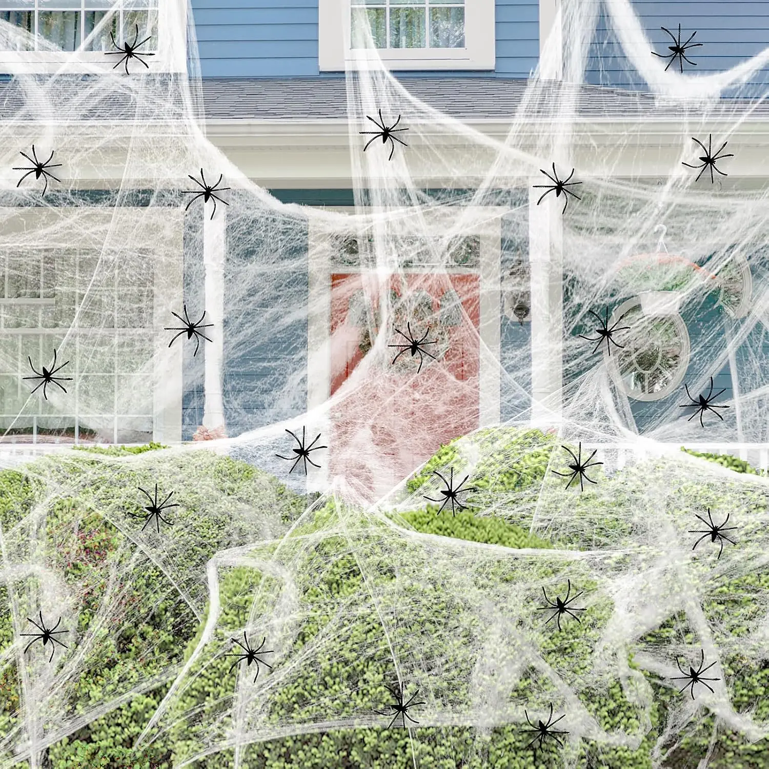 900 Sqft Spider Webs Halloween Decorations with 100  Spiders,Super Stretchy Cobwebs for Halloween Decorations Indoor Outdoor, Spider Web for Scary Party Decoration